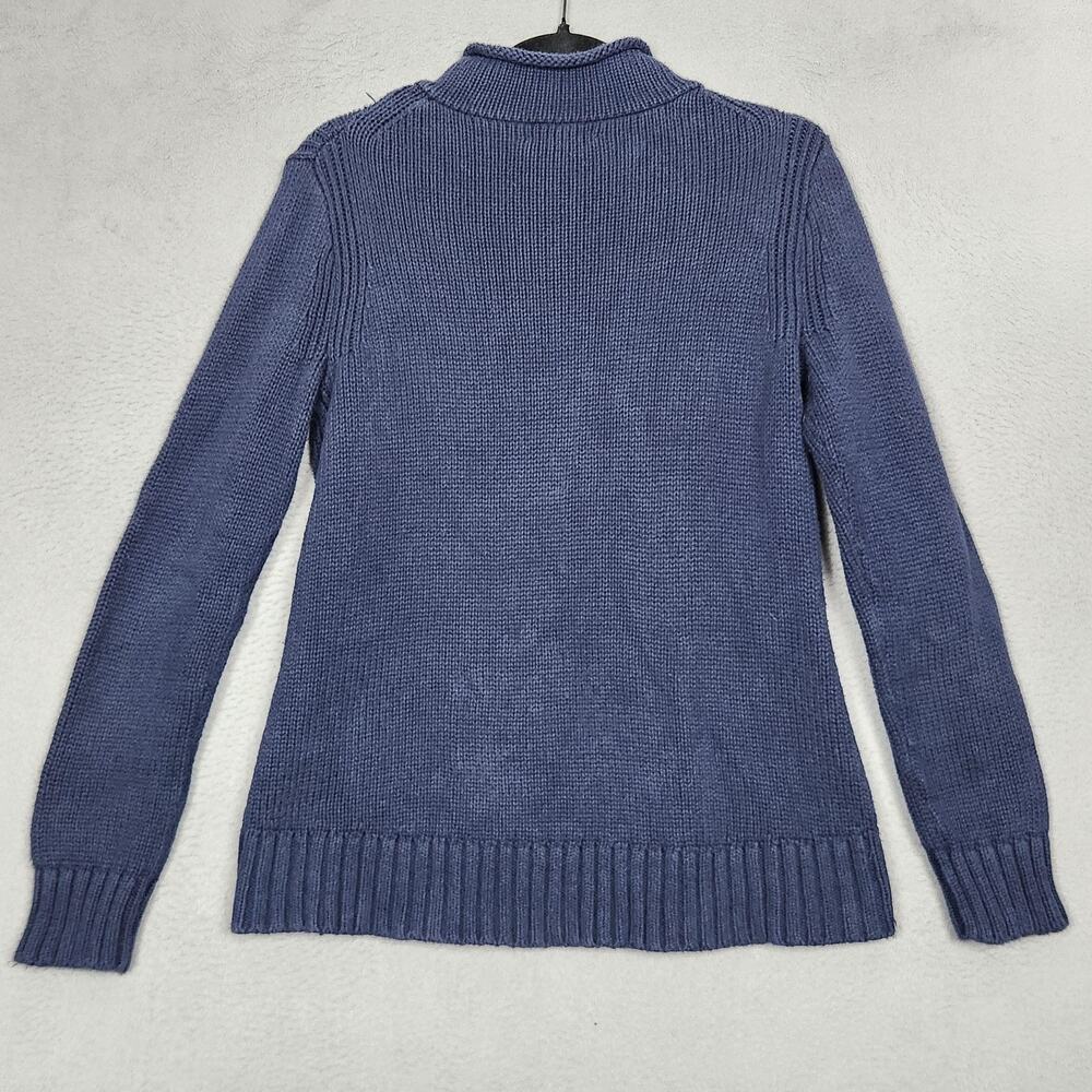 J Crew Always Sweater Womens Medium Blue Cotton Mock Neck Pullover Knit Ribbed - Picture 2 of 11